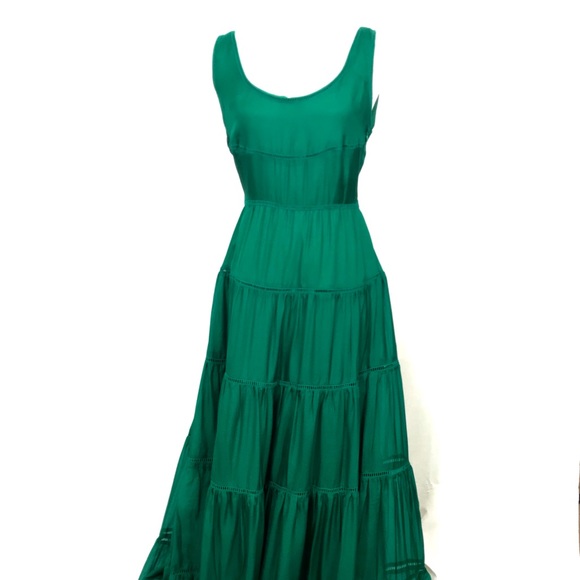 green silk maxi